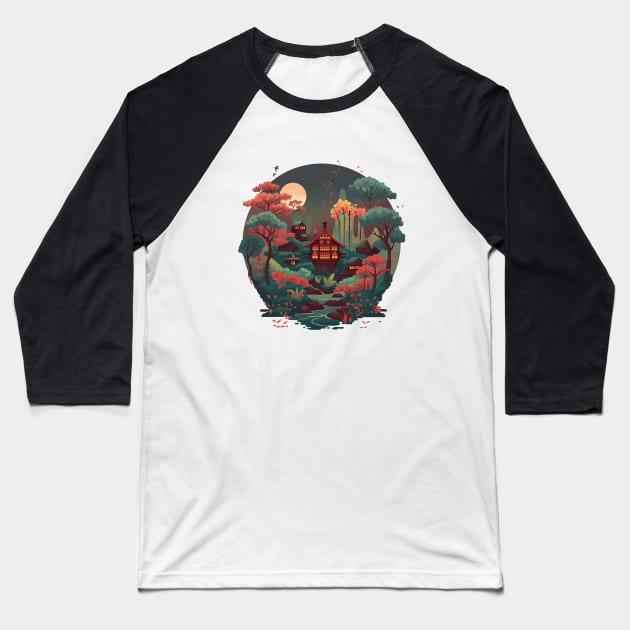 Japanese Village Baseball T-Shirt by rraynerr